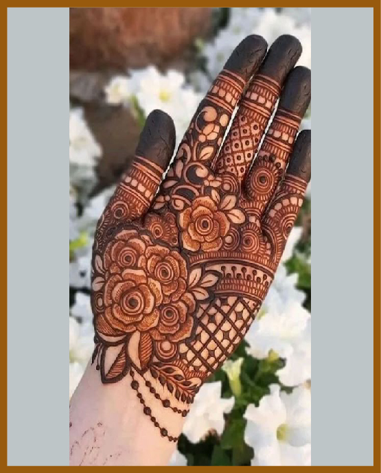 Royal Front Hand Mehndi Design With Mughal Rose